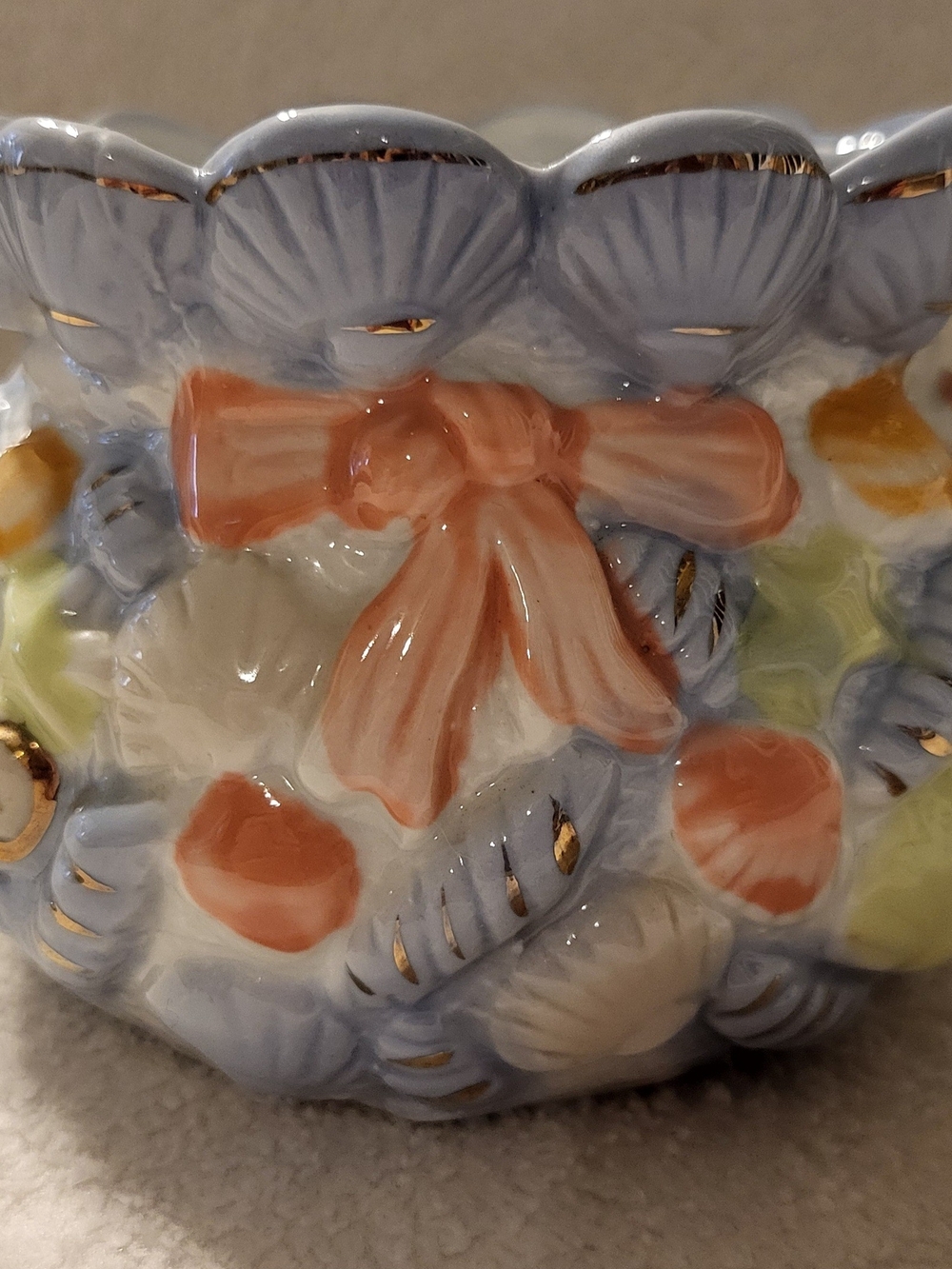 Ceramic Seashell Planter Container Trinket Candy Dish Coastal Shells Pastel Vtg